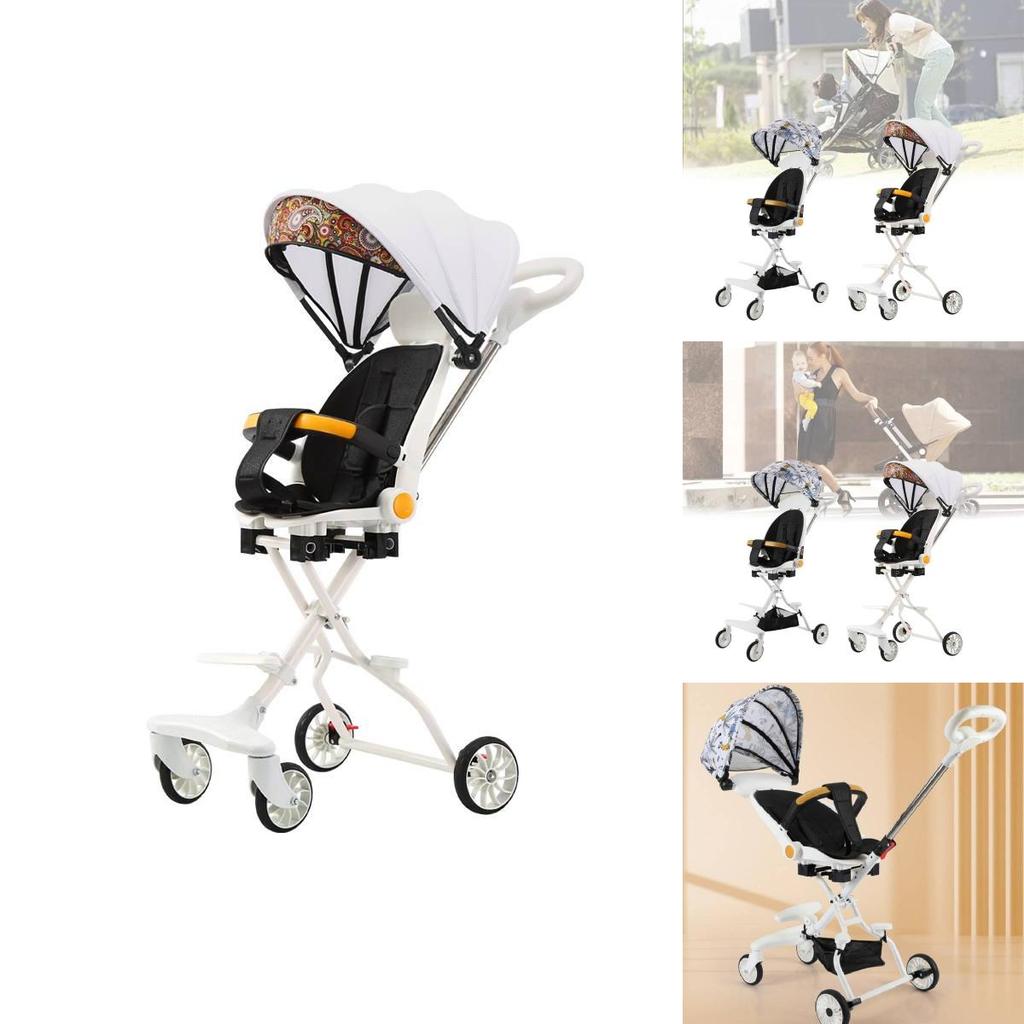 Cărucior Multi-funcțional pentru Bebeluși Peisaj Înalt Cărucior cu Patru Roți Ușor și Portabil