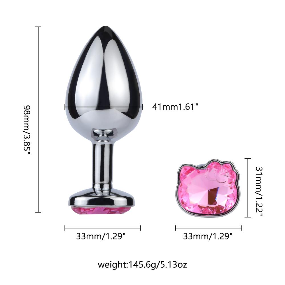 Stainless Cat Face Jewel Base Anal Plug Holle Kitty Cat Butt Plug Metal Prostate Massager Anus Stimulator Dildos Adult Sex Toys