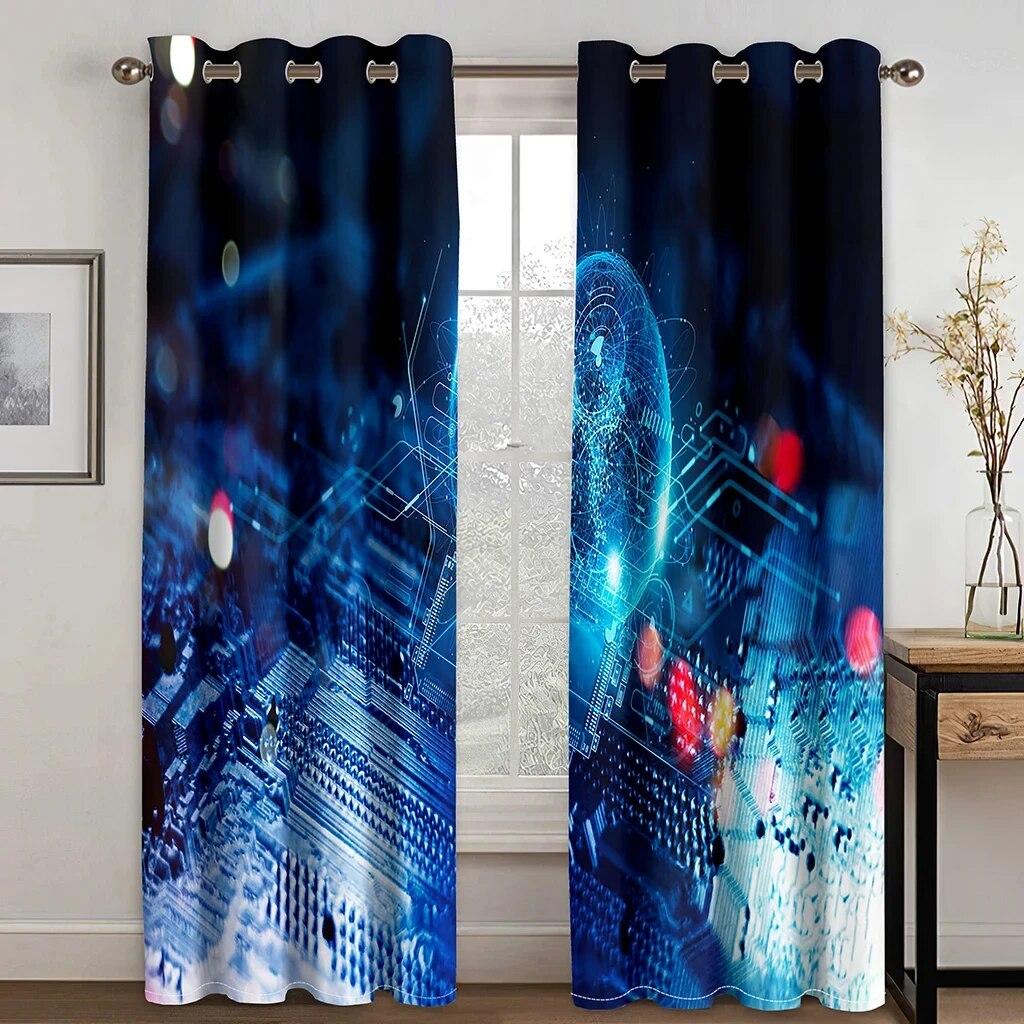 Metaverse Robot Blackout Curtains High Shading For Bedroom Living Room Bathroom Kitchen Door Hall New Pattern