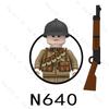 N637 N638 N639 N640 Soldato della Seconda Guerra Mondiale MOC Action Figure Spada Moc Modello Giocattoli con Mini Blocchi da Costruzione per Bambini Regalo