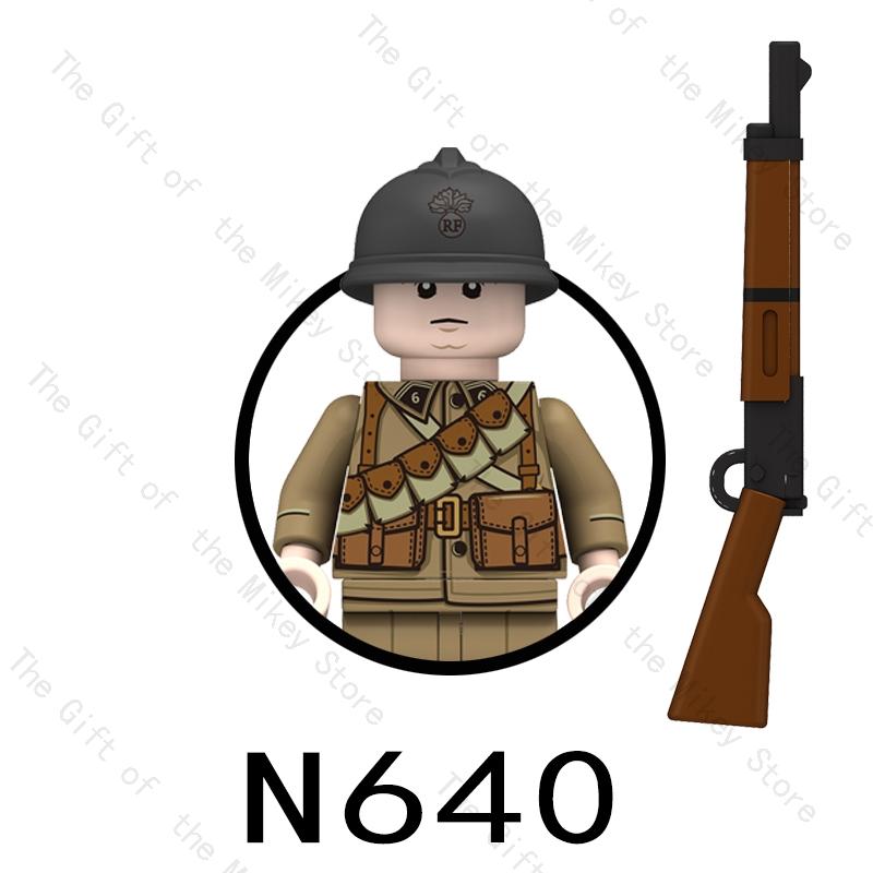 N637 N638 N639 N640 Soldato della Seconda Guerra Mondiale MOC Action Figure Spada Moc Modello Giocattoli con Mini Blocchi da Costruzione per Bambini Regalo