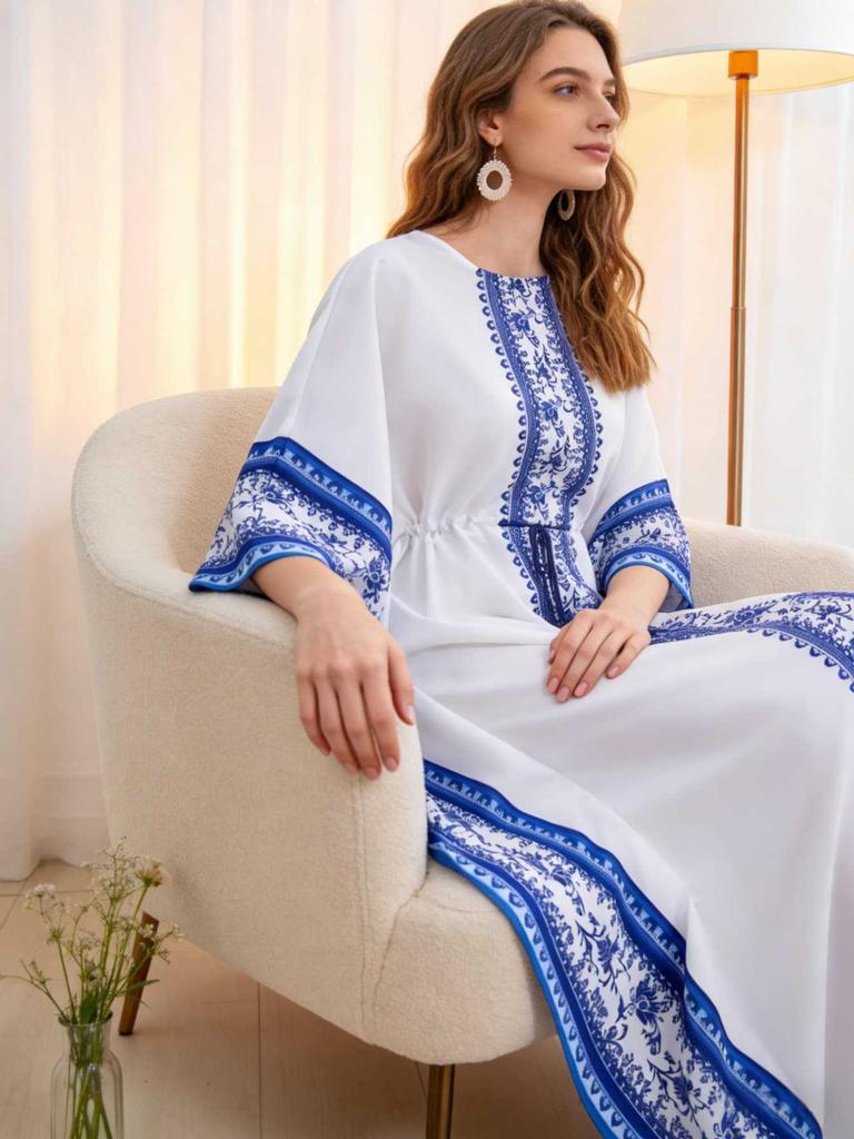 Neues weißes besticktes Kleid Damenstil elegantes Gewand Modekleid