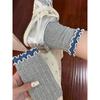 New Spring Autumn Korean Ins Socks Fashion Retro Sweet Color-blocking Lace Mid-Calf Socks Cute Slouch Stackable Socks for Women