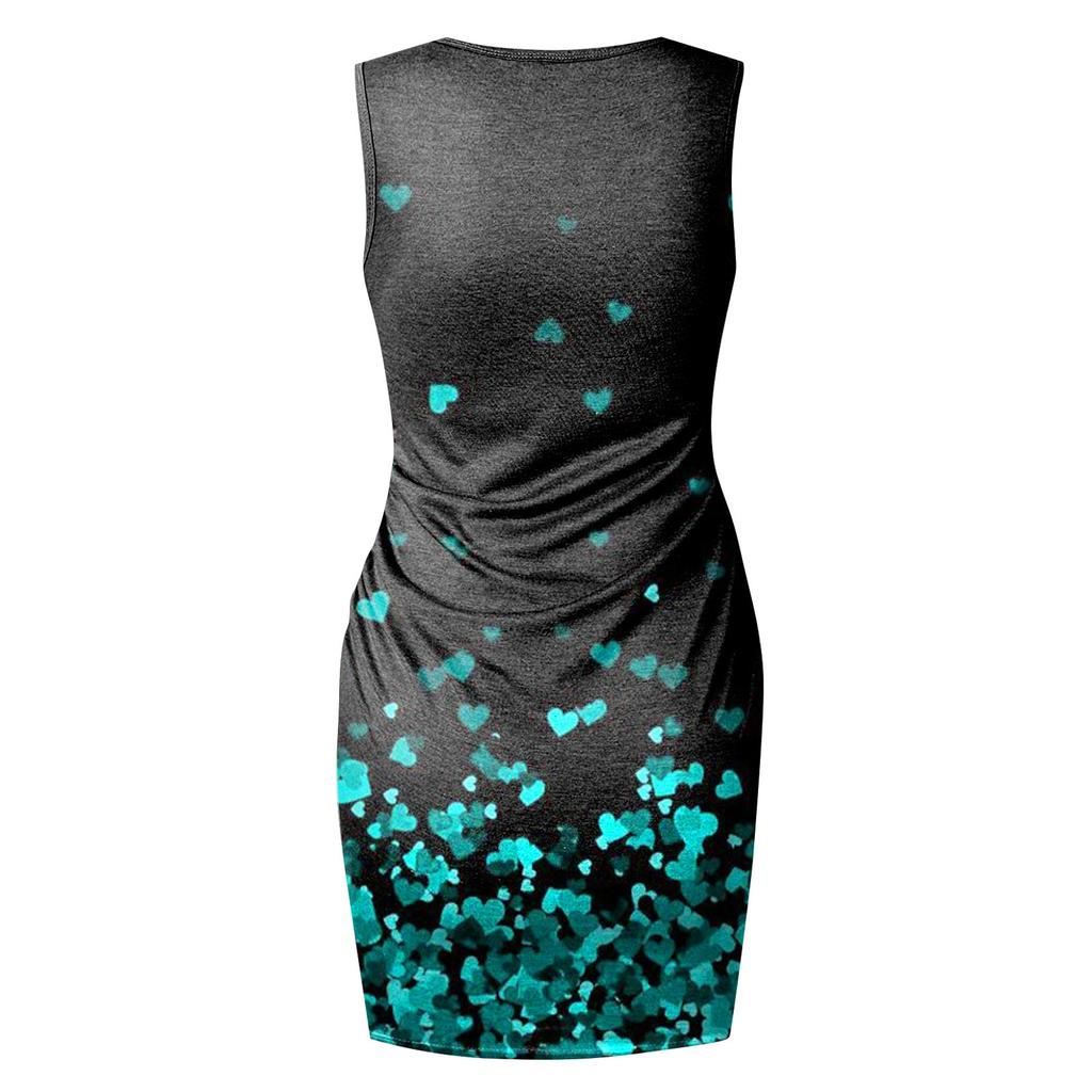 Fashion Women's Summer Round Neck Casual Fashion Printed Pullover Sleeveless Dress