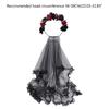 Delicate Headband Wedding Hairband Thin Brimmed Long Tulle& Flower Hair Hoop