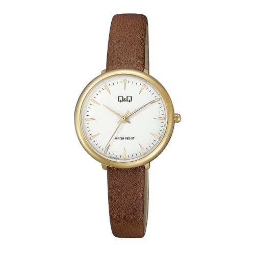 

Citizen Q&Q Watch, Analog, Waterproof, Synthetic Leather Band, Overseas Model, QC35J111, Brown