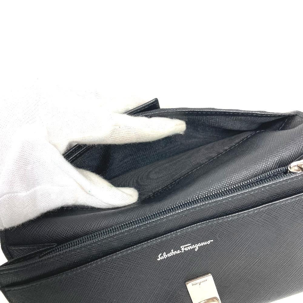 Salvatore Ferragamo Gancini logo Long wallet Long Wallet Leather Black/Silver