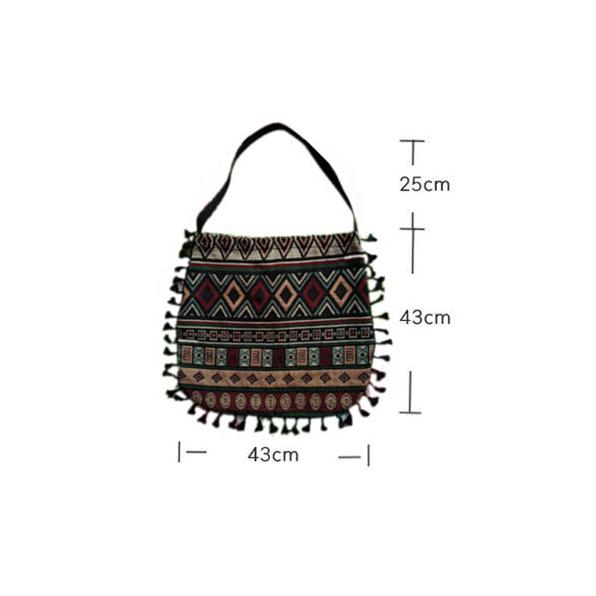 WTEMPO Große Kapazität Einzelne Schultertaschen im Ethno-Stil Damen Umhängetaschen aus Jacquard-Bohemien-Stil mit Fransenstoff