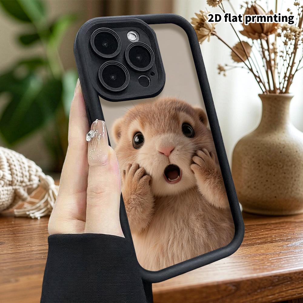 Phone Case: 2D Flat Design for iPhone 13 To 18 Pro, Stepped Protective Case, Surprised Groundhog, Christmas and Halloween Gift