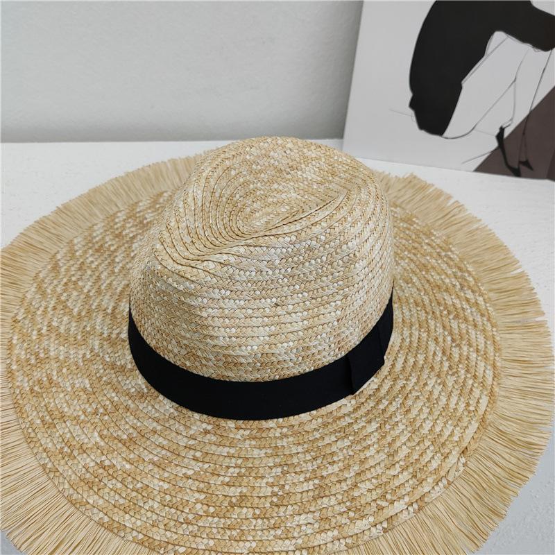 Straw Straw Hat Big Eaves Panama Rough Edge Sunshade Sunscreen Hat Export Sun Hat
