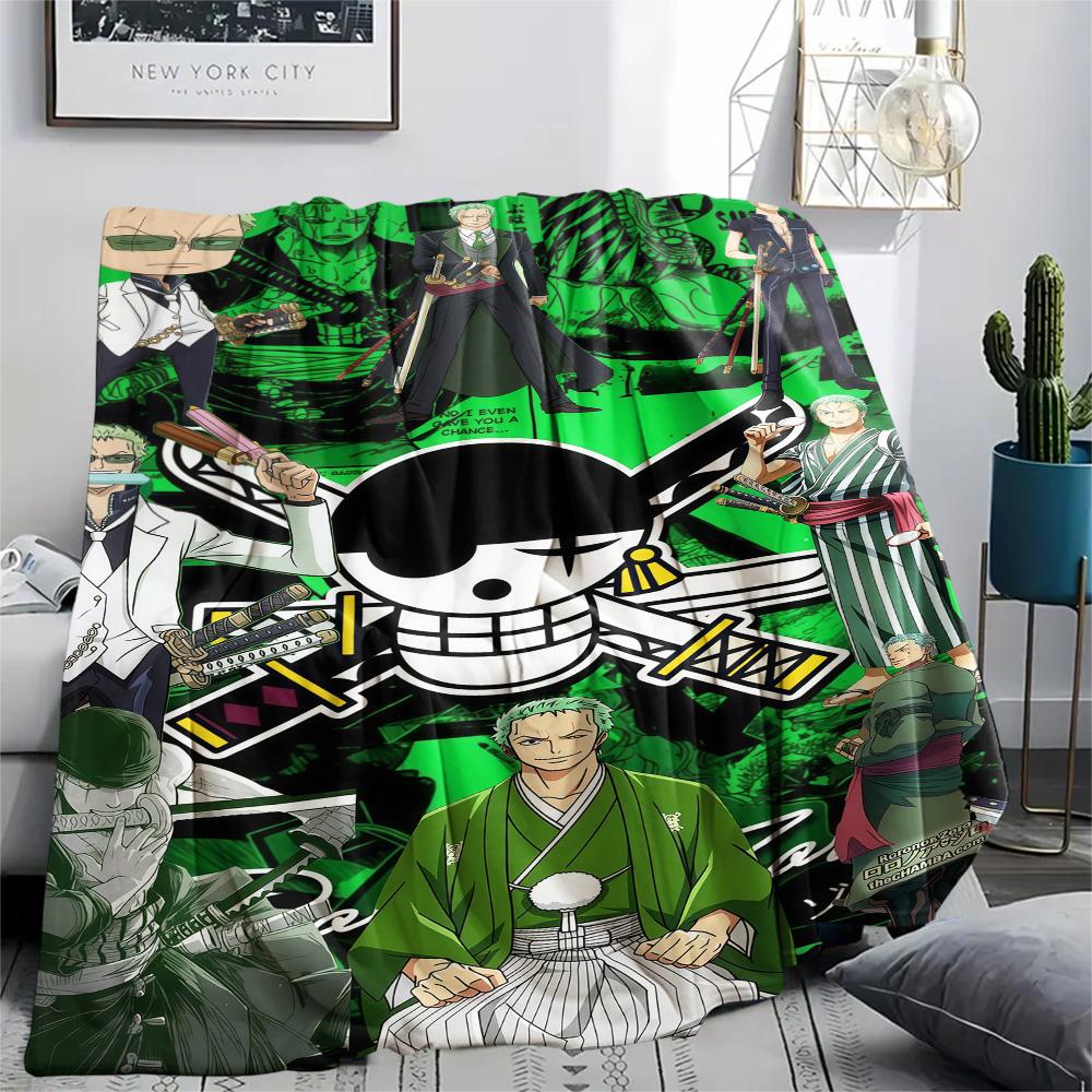 1PC Roronoa Zoro Patterned Flannel Blanket Suitable For All Seasons For Home Decor Warmth And Comfort Gifts Holiday Present