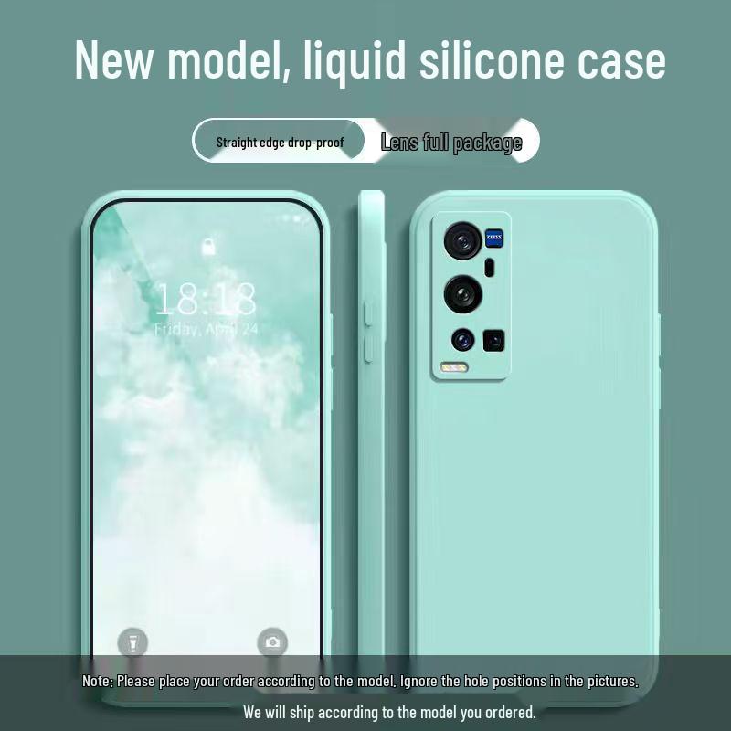 Compatible Vivo X60T Pro+ Liquid Silicone Case: Solid Color, Rubik's Cube Design, All-Inclusive, Drop-Proof, Soft Shell.