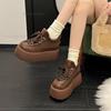 Damen Wildleder Plateau-Sneaker Dicke Sohle Keile Runde Spitze Schnürung Lässige Sneaker Rutschfest Retro Bequeme Alltagsschuhe