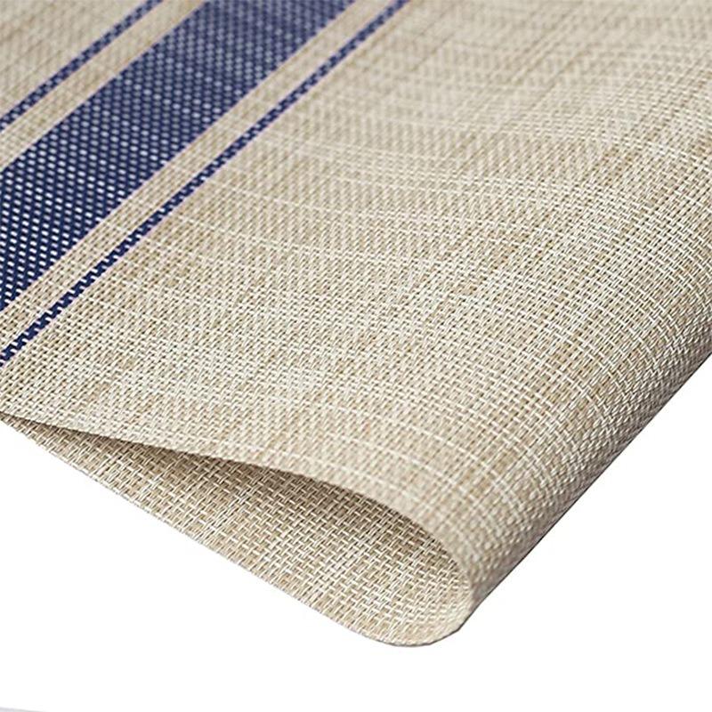 Pvc Placemat Linen Stripes Non-slip Easy To Clean Woven Insulation Mat Coaster Tablecloth Table Runner Insulation Tableware