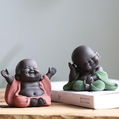 1PC Keramik Maitreya Buddha Statue Tee Skulptur Hand Geschnitzte Figur Handwerk Display Ornament Hause Tee Zeremonie Dekoration MJ