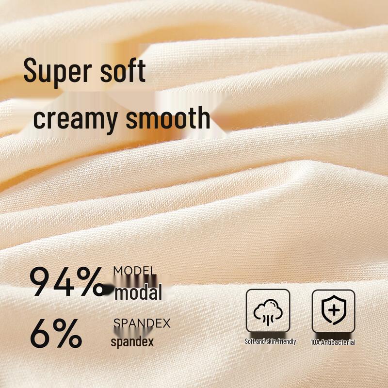 Yiershuang Women's 50S Modal Antibacterial Seamless Mid-Rise Briefs 4-Pack