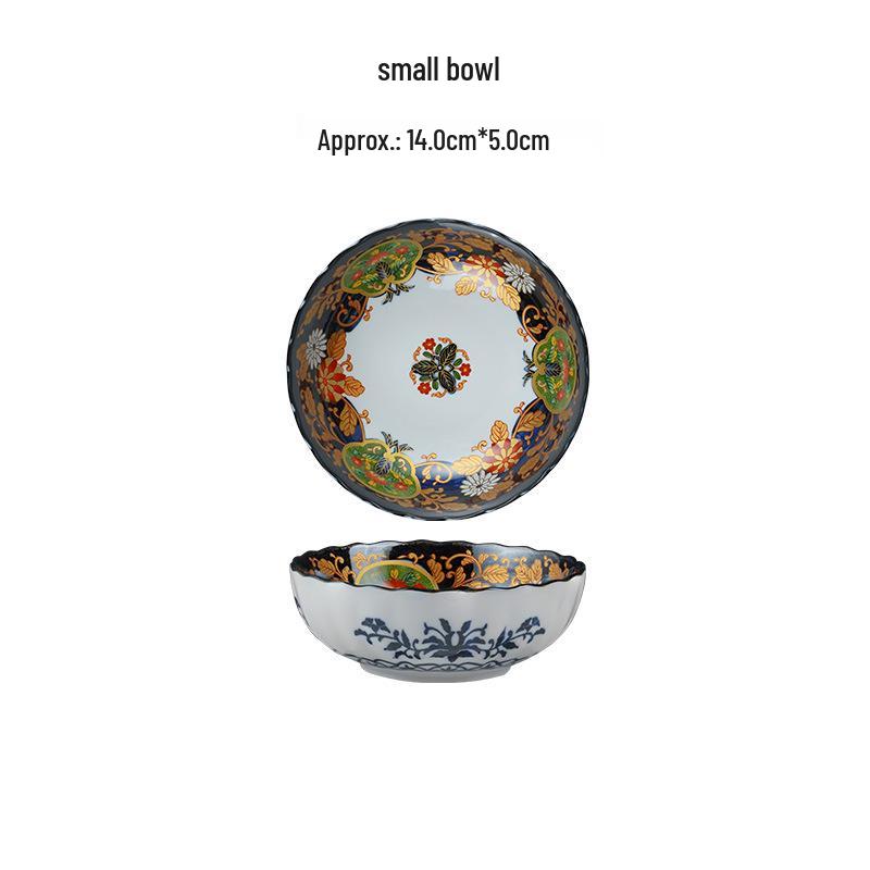 Mino Ware Japanese Retro Ceramic Tableware Set: Plates, Dishes, and Rice Bowls