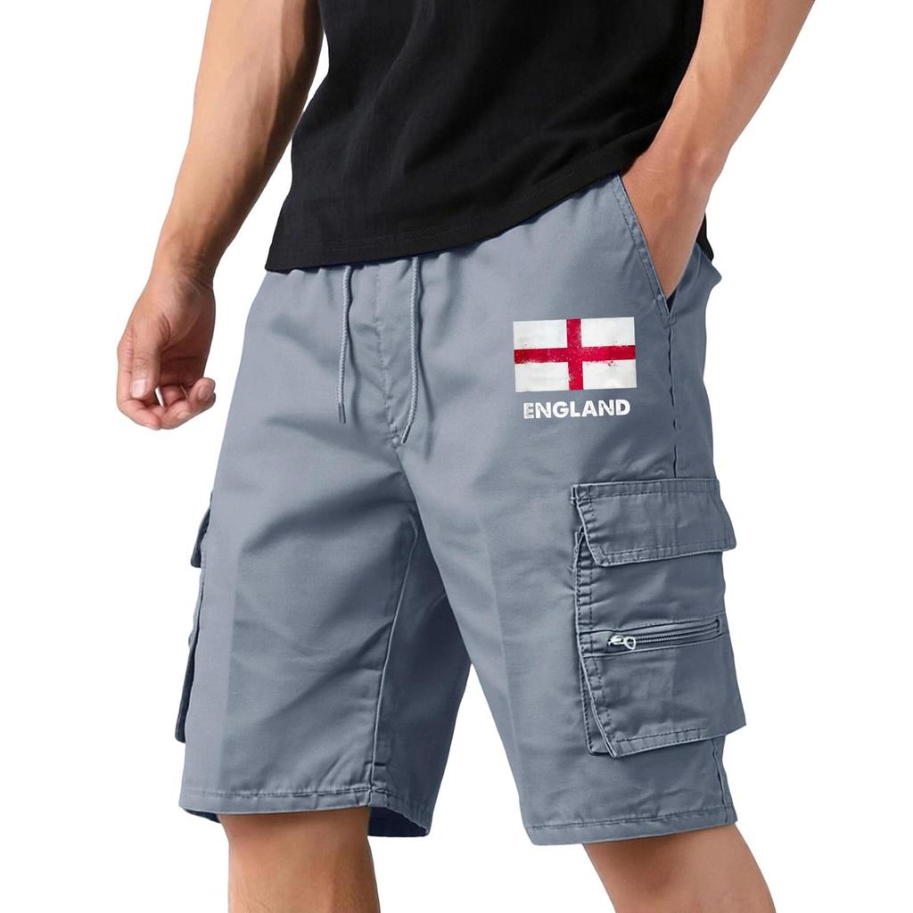 Men's Casual Flag Print Mid-Length Shorts Lightweight Breathable for Summer Sports and Daily Wear