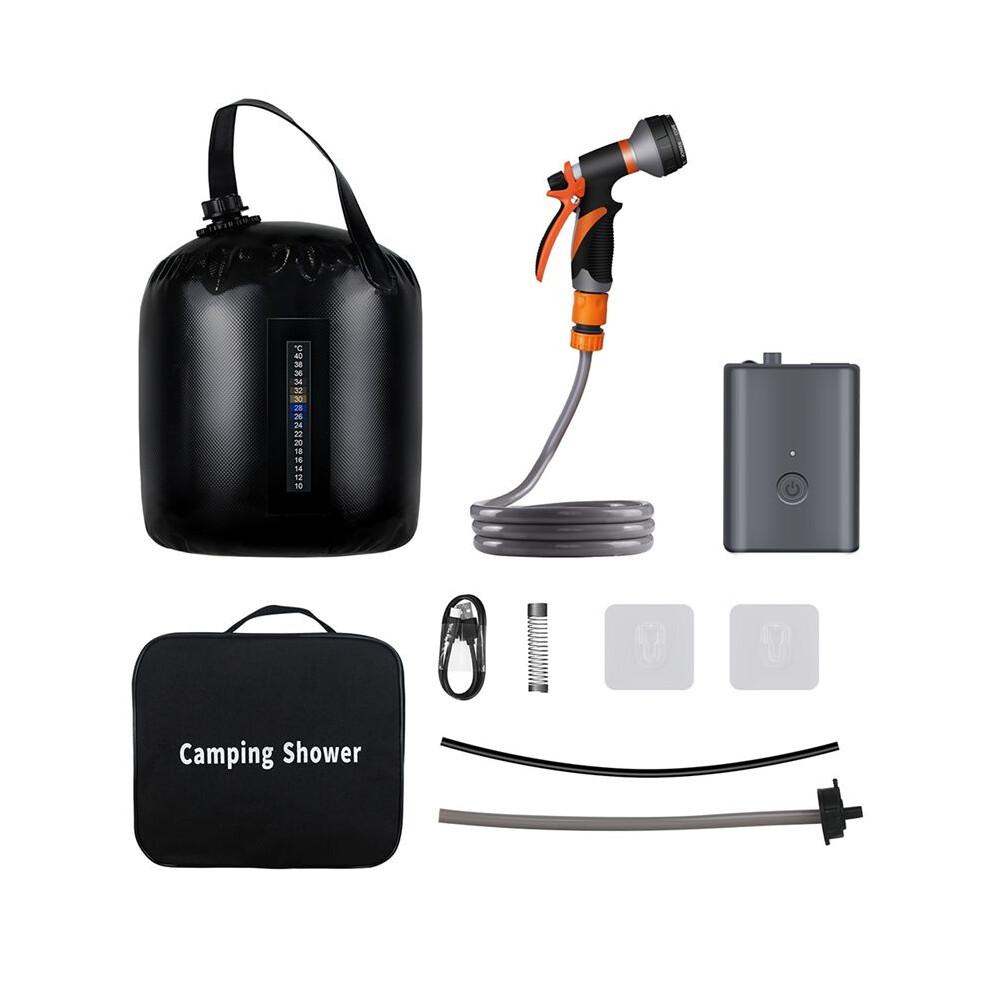 Portable Camping Shower with 20L Solar Heating Bag Rechargeable Electric Pump for Watering Flowers Hiking Beach Washing