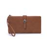 New women's long wallet, two fold, simple buckle solid color multi card handheld phone bag, zipper portable