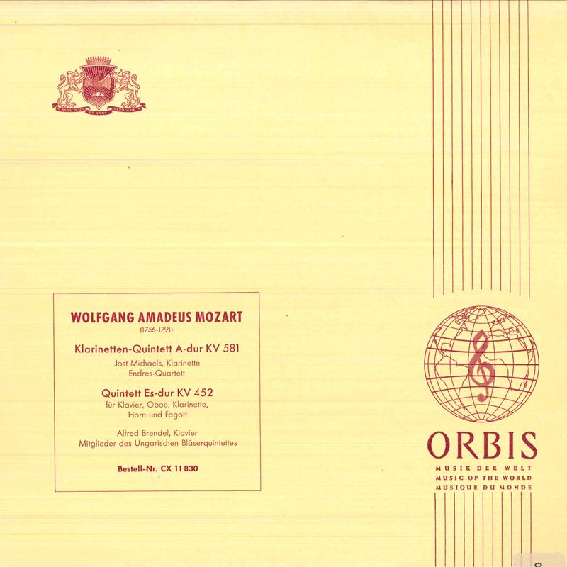

LP Record JOST MICHAELS, ENDRES QUARTETT, ALF - Mozart Klarinett Quintett A-dur, Kv CX11830 ORBIS Germany Classical Used