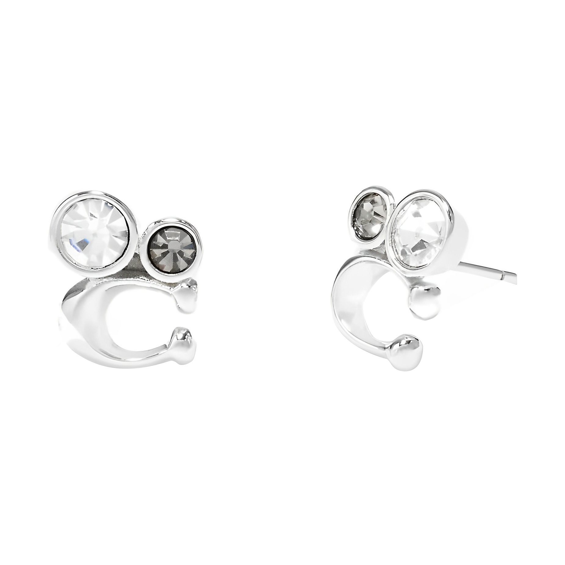 Coach Classic C Logo S925 Silver Brass Crystal Glass Earrings Women Earrings C9450-ABJ 1