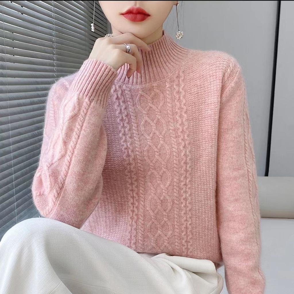 Women's Autumn Winter Turtleneck Base Layer Knitted Top Fashionable Elegant Loose Warm Sweater