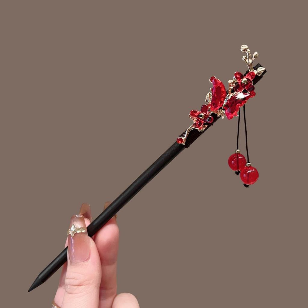 2026 Retro Tassel Wood Hairpin for Hanfu & Qipao