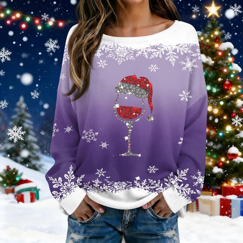 Christmas Sweatshirts For Women Knit Sweater Cute Shirt Fall Crewneck Pullover Tops