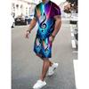 2026 Summer New Men's Short-Sleeved Shorts Set with 3D Pattern Printing