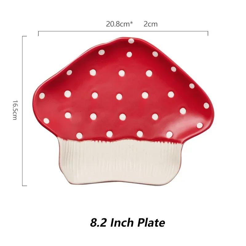 Cute Creative Plate Ceramic Mushroom Shape Restaurant Homehold Vegetable Fruit Cake Bread Dessert Plates Kitchen Supplies