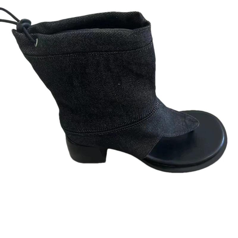 Women's Heels Sandals Mid Heels Clip Toe Ankle Shoes Designer Chunky Slippers 2025 Summer New Brand Pumps Dress Flip Flops Lady