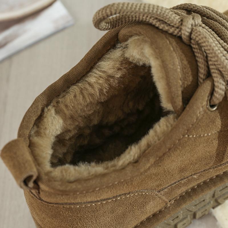 Winter Ankle Boots Men Moccasin Stitch Napped Padded Lined Metal Eyelets Block Tread 39-45