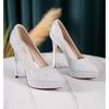 2025 Women's Stiletto Heels: Banquet Evening Dress Shoes with 12CM Waterproof Platform and Pointed Toe High Heels