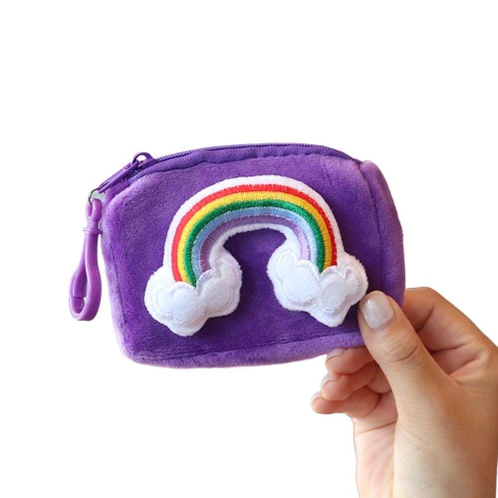 Bag Plush Keychain Rainbow Plush Purse Cartoon Coin Purses Plush Zipper Wallets Plush Card Bag
