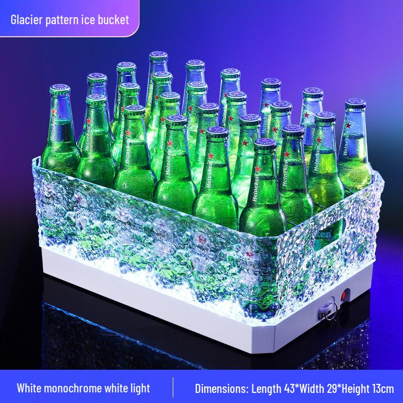 ZISIZ Luminous Glass Beer Bucket for KTV Bar