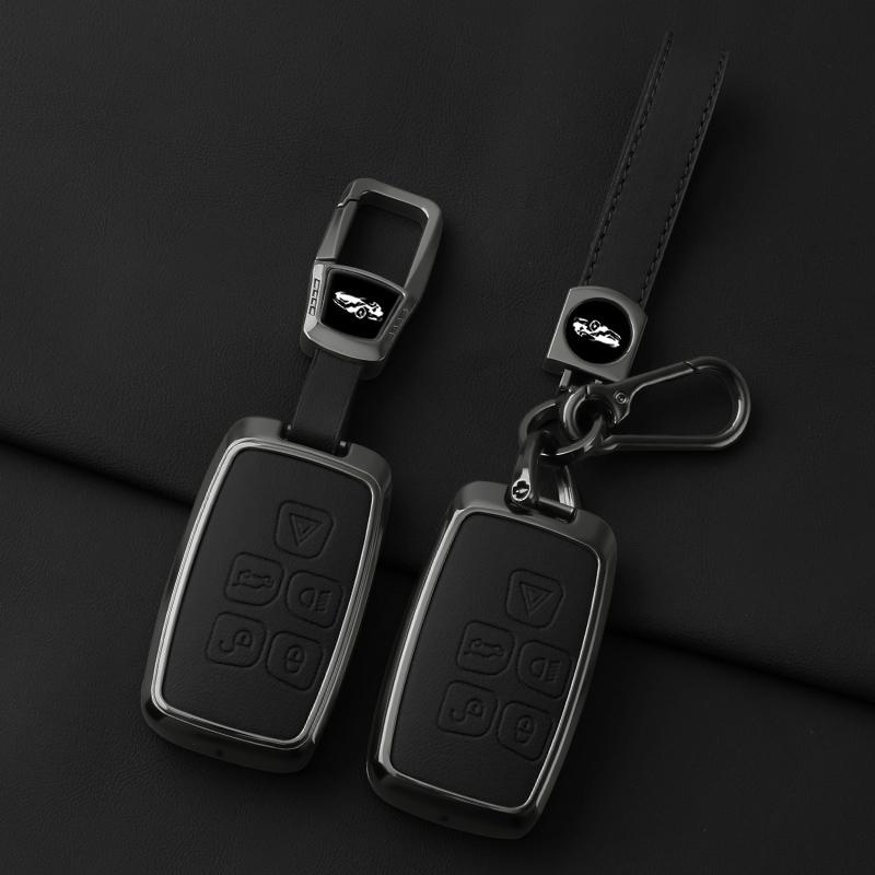 Metal Leather Car Key Case Cover Fob For Land Rover Range Rover Sport Evoque Freelander Velar Discovery 4 Jaguar Xe Xj Xf Guitar