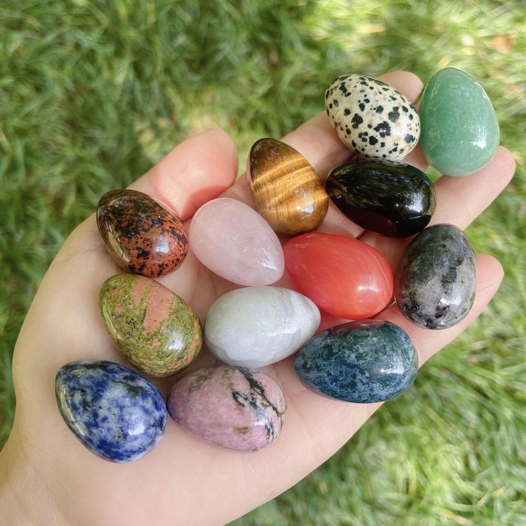 30mm Purple Pink Agate Crystal Egg Shaped Stone