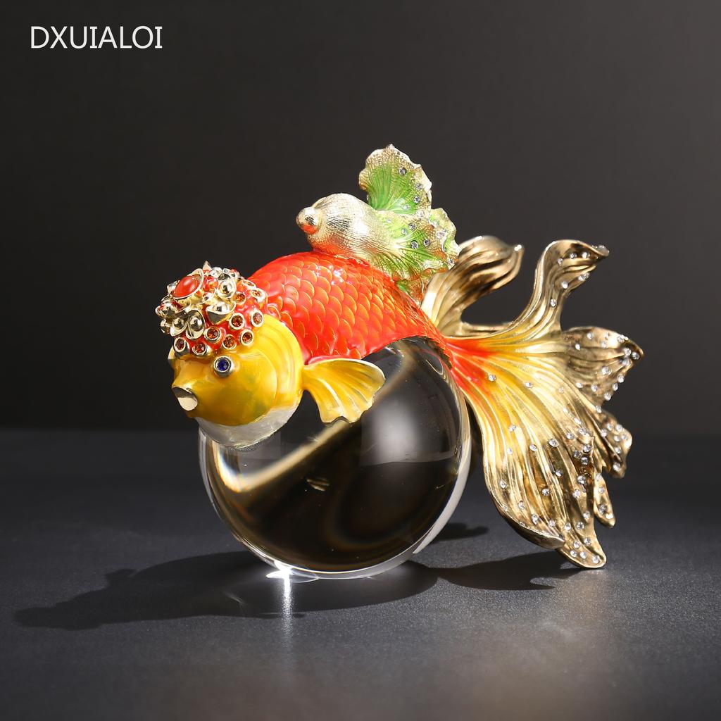 Home decor accessories Glass Enamel ornaments Living room goldfish Crystal ball decorations Creative Gift for store opening