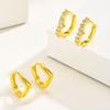 Gold Plated V-Shaped Zircon Huggie Hoop Earrings,  Small Paved Fashion Korean CZ Geometric Lightweight Minimalist Ear Jewelry