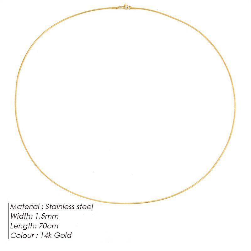 Steel Necklace Round Snake Chain for Women Simple Light Luxury Plain Chain Couple Clavicle Chain European and American Fashion Snake Bone Chain