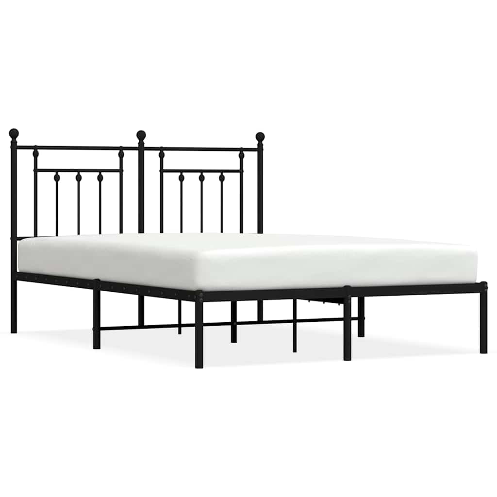 Metal Bed Frame with Headboard Black 150 X 200 Cm