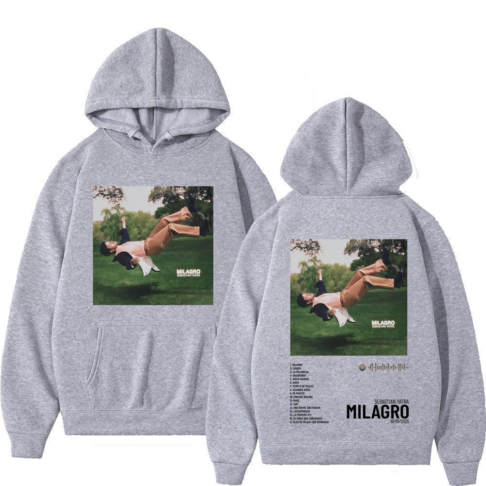 Singer SEBASTIAN YATRA Milagro 2025 Graphics Hoodie Men Women High Quality Pullover Long-sleeved Casual Fashion Sweatshirts Top