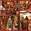 CRESYMME Miniature House Dollhouse Book Nook Wooden DIY 3D Hobby Handmade Gift Kit, (Christmas Shop)