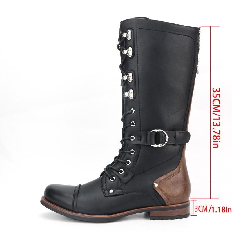 Fashion Luxury Men's Knee High Boots Retro Handmade Leather Boot Fashion Tall  Motorcycle Boots Classic Western Cowboy Boot Botas Hombre