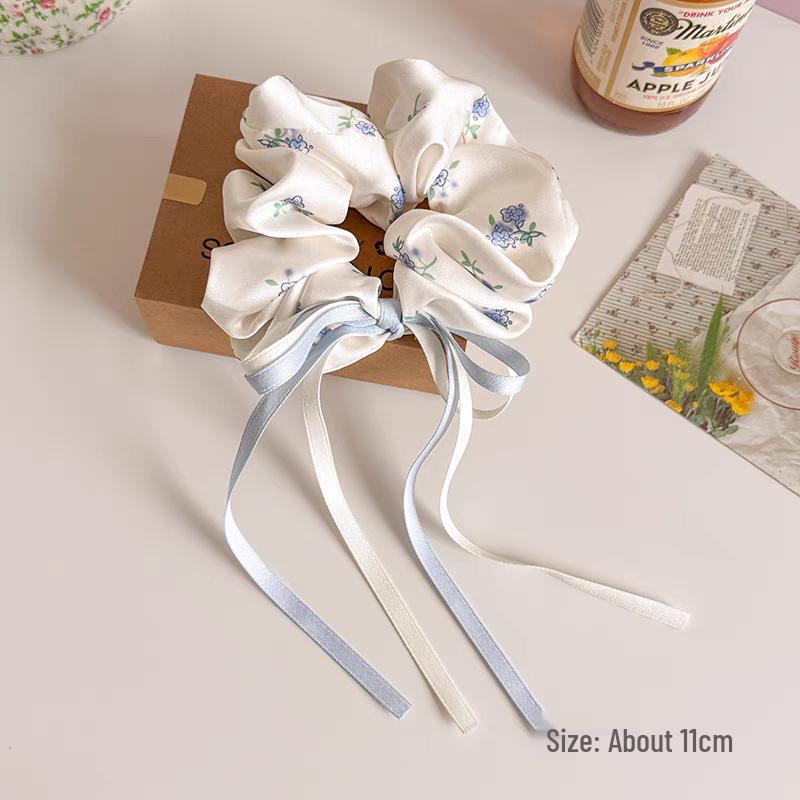 Korean Style Red & Blue Color Block Plaid Hair Tie – Cute Childlike Large Scrunchie