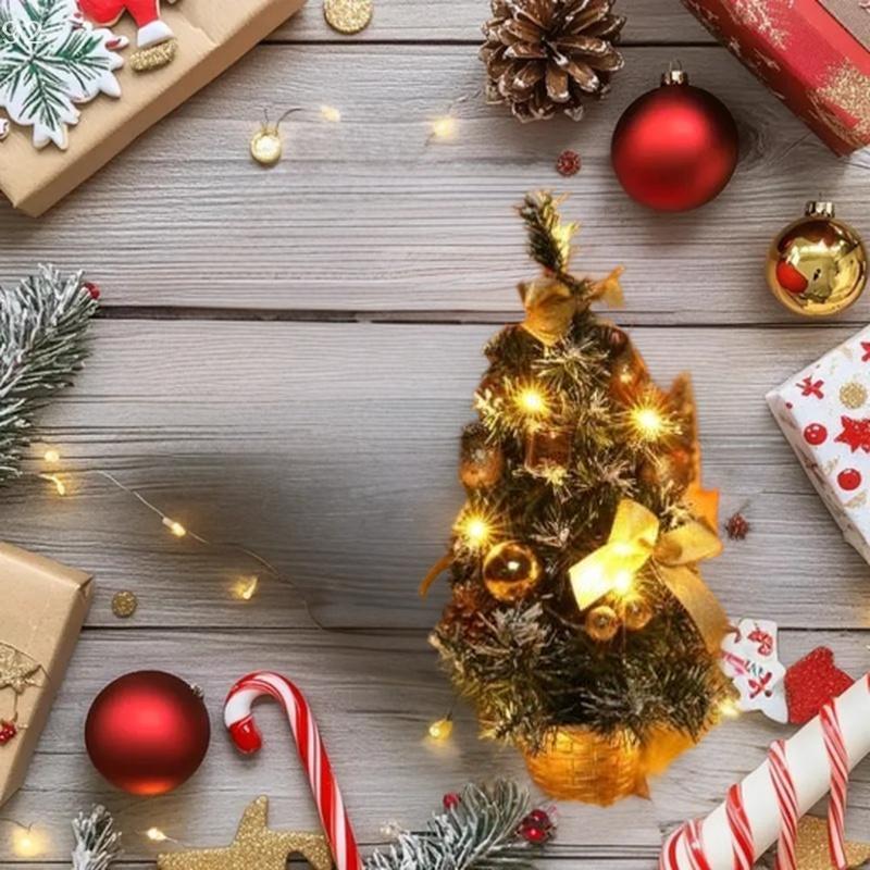 40CM Christmas Tree Nightlight LED Light Pine Needle Tree Mini Xmas Tree Christmas Decoration Desktop Ornament New Year Gift