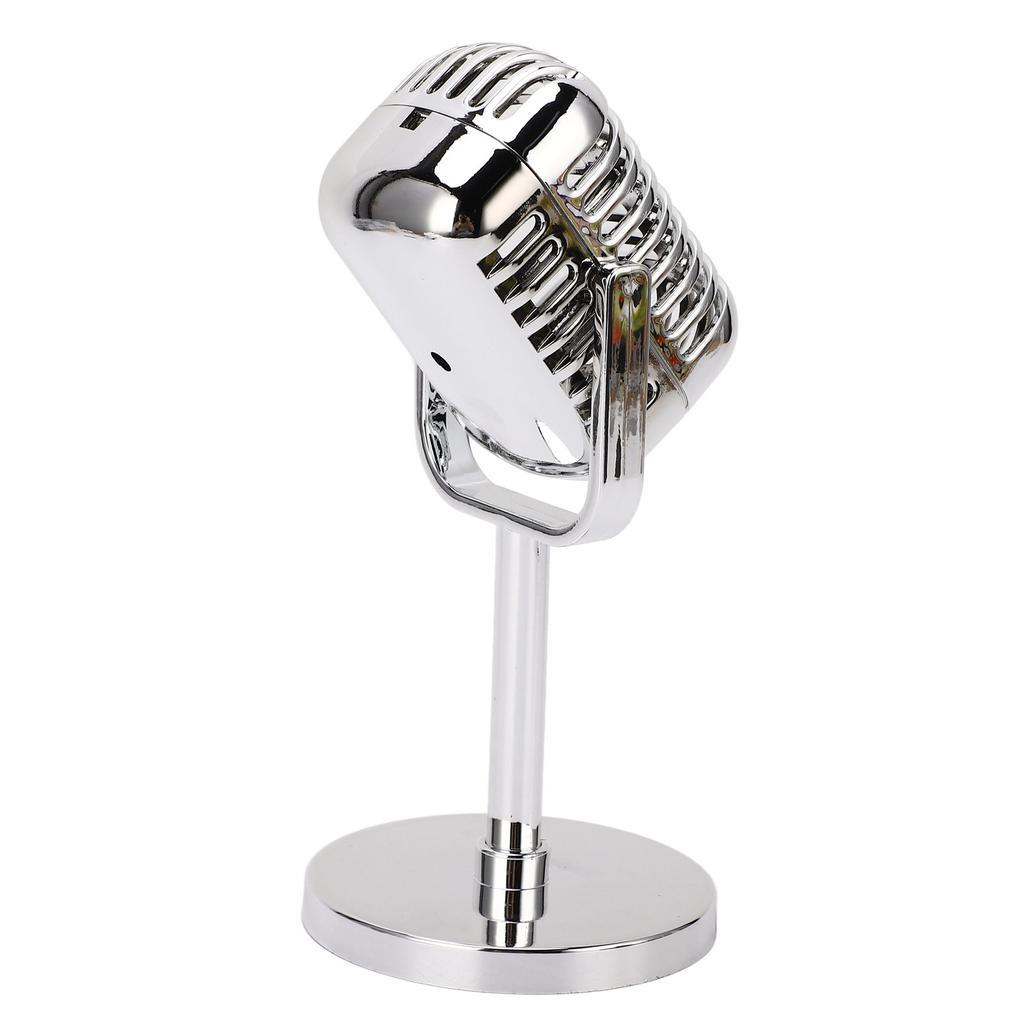 Retro Microphone Props Simulation Classic Fake Vintage Microphone Prop Model for Bar Decoration Electroplated Silver