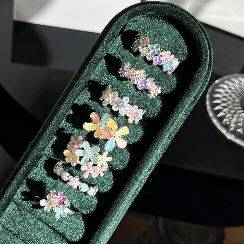 Women's Colorful Summer Flower Open Ring - Sweet, Light Luxury Vacation Style