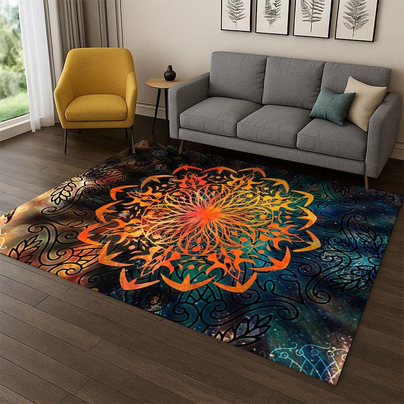 Bohemia Mandala Magic Flower Yoga Carpet Rug for Bedroom Living Room Sofa Playroom Doormat Home Decor,Kid Game Area Rug Non-slip